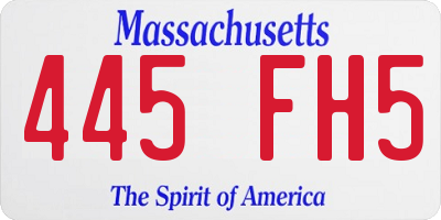 MA license plate 445FH5