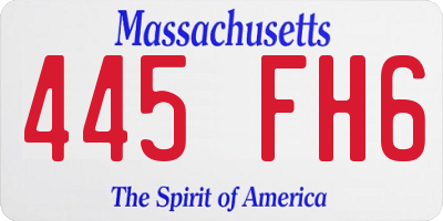 MA license plate 445FH6