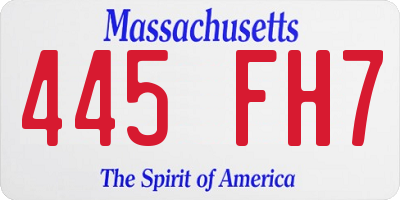 MA license plate 445FH7