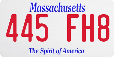 MA license plate 445FH8
