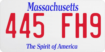 MA license plate 445FH9