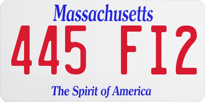 MA license plate 445FI2