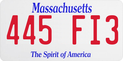 MA license plate 445FI3