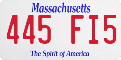 MA license plate 445FI5