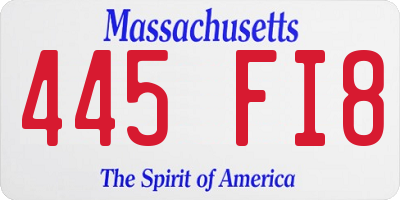MA license plate 445FI8