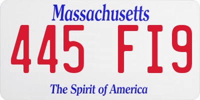 MA license plate 445FI9