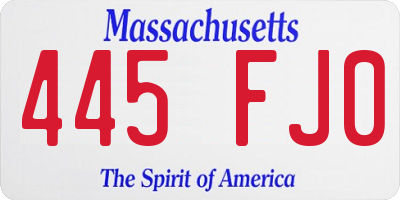 MA license plate 445FJ0