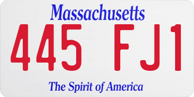 MA license plate 445FJ1