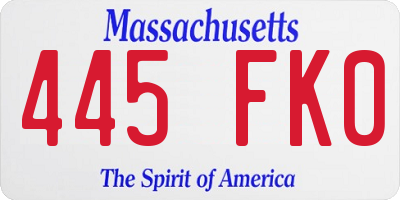 MA license plate 445FK0