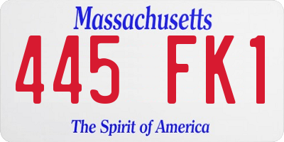 MA license plate 445FK1