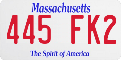 MA license plate 445FK2