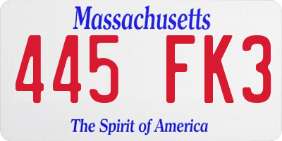 MA license plate 445FK3