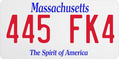 MA license plate 445FK4