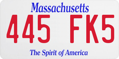 MA license plate 445FK5