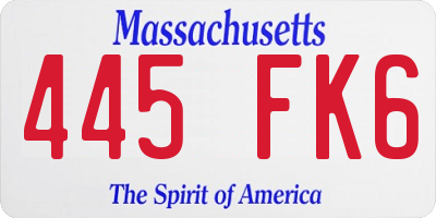 MA license plate 445FK6