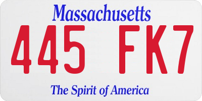 MA license plate 445FK7