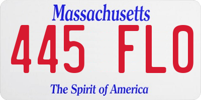 MA license plate 445FL0