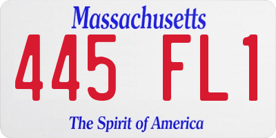 MA license plate 445FL1