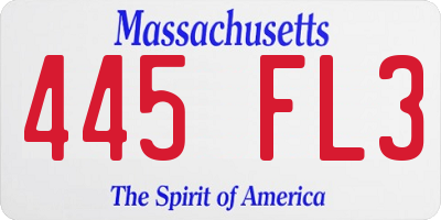 MA license plate 445FL3
