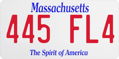 MA license plate 445FL4