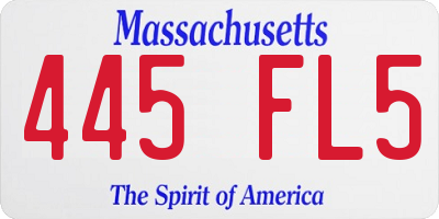 MA license plate 445FL5