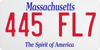 MA license plate 445FL7
