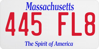 MA license plate 445FL8