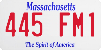 MA license plate 445FM1
