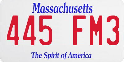 MA license plate 445FM3