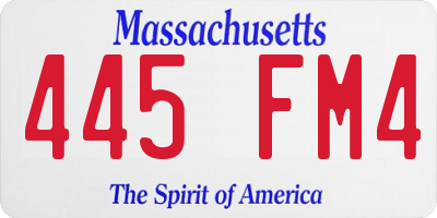 MA license plate 445FM4