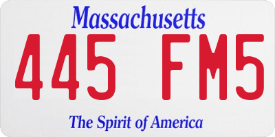 MA license plate 445FM5