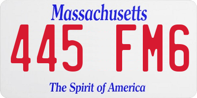 MA license plate 445FM6