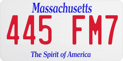 MA license plate 445FM7