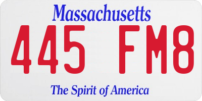 MA license plate 445FM8