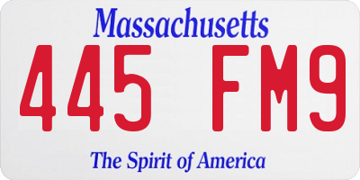 MA license plate 445FM9
