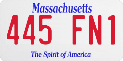MA license plate 445FN1