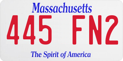 MA license plate 445FN2