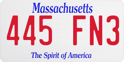 MA license plate 445FN3