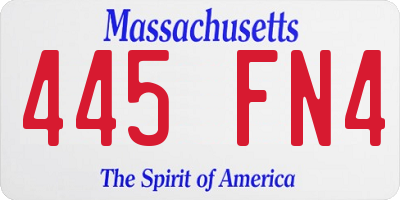 MA license plate 445FN4