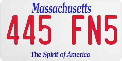 MA license plate 445FN5