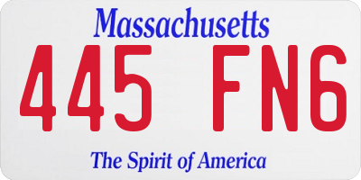 MA license plate 445FN6