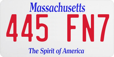 MA license plate 445FN7