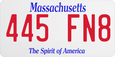 MA license plate 445FN8