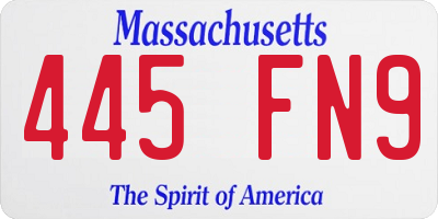 MA license plate 445FN9