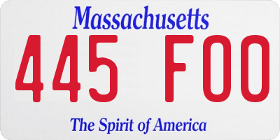 MA license plate 445FO0