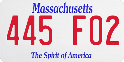MA license plate 445FO2