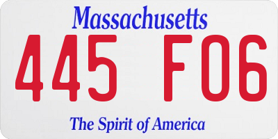 MA license plate 445FO6