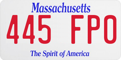 MA license plate 445FP0