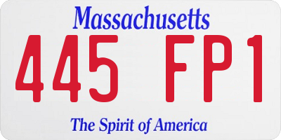 MA license plate 445FP1
