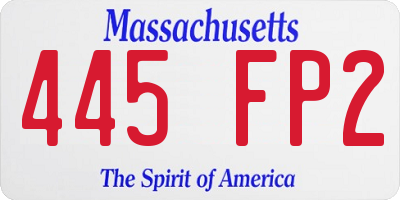 MA license plate 445FP2
